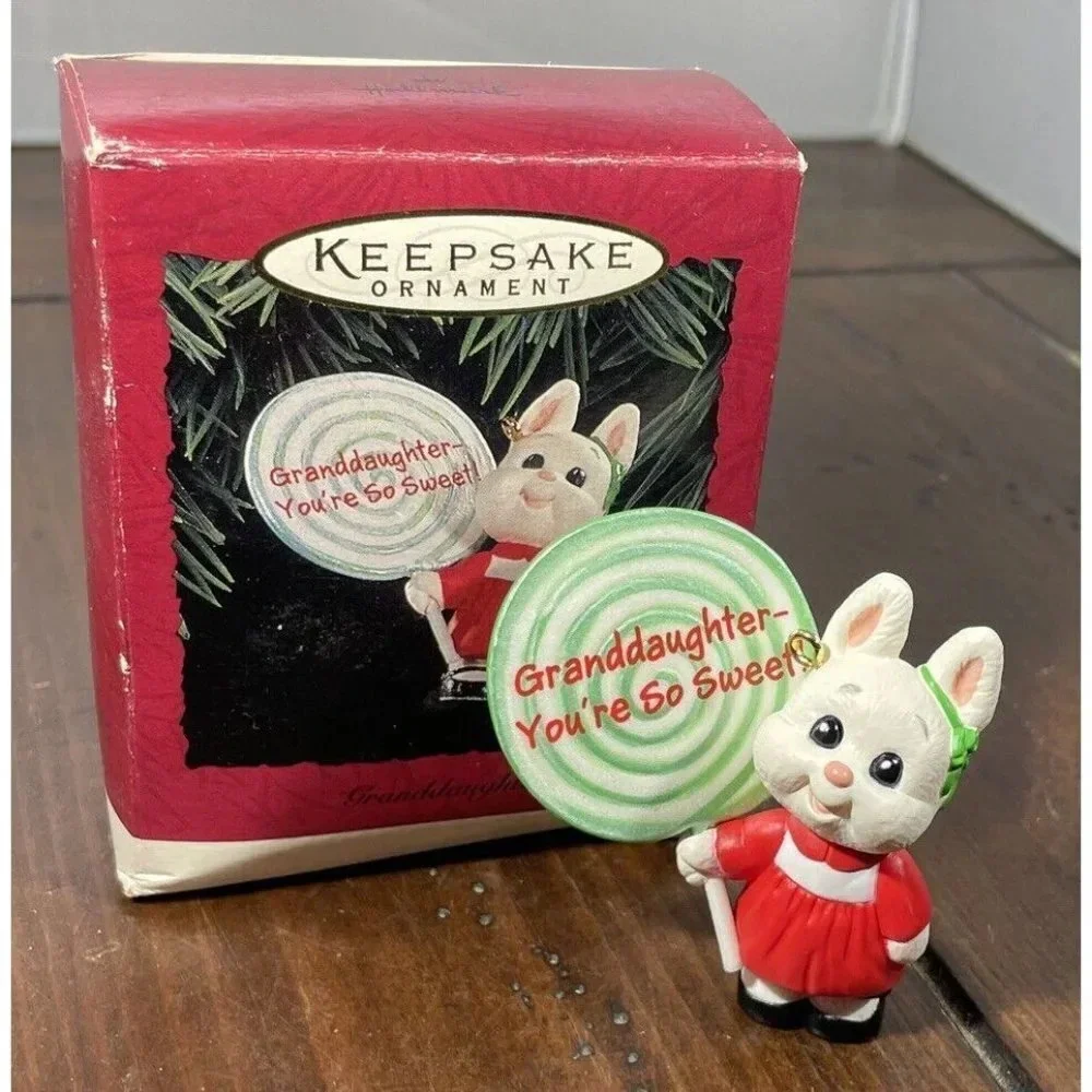 Hallmark Ornament Granddaughter You're So Sweet Bunny with Lollipop 1995 Vintage